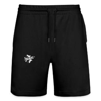 Reisen - Cooles Urlaubspiktogramm - Stanley/Stella Unisex Bio Joggingshorts Trainer  - Schwarz - Vorne - Nik (191cm) & Marisol (170cm)