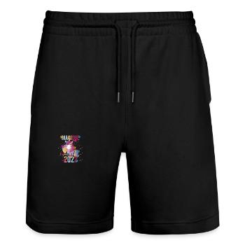 magique depuis 2022 Cadeau anniversaire de fille - Short de jogging bio TRAINER Stanley/Stella unisexe - noir - Devant - Nik (191cm) & Marisol (170cm)