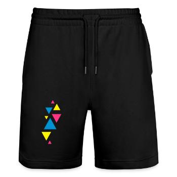 dreiecke design formen hipster - Stanley/Stella Unisex Bio Joggingshorts Trainer  - Schwarz - Vorne - Nik (191cm) & Marisol (170cm)