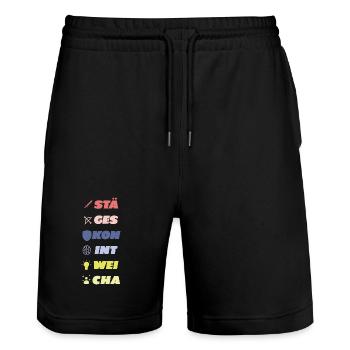 Pen and Paper Attribute | Pen and Paper - T-Shirt - Stanley/Stella Unisex Bio Joggingshorts Trainer  - Schwarz - Vorne - Nik (191cm) & Marisol (170cm)