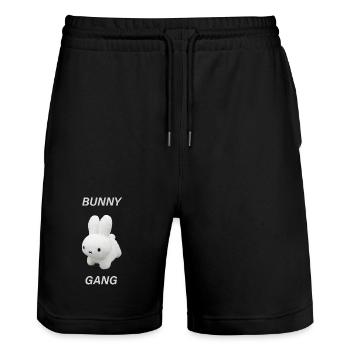 Bunny Gang - Short de jogging bio TRAINER Stanley/Stella unisexe - noir - Devant - Nik (191cm) & Marisol (170cm)