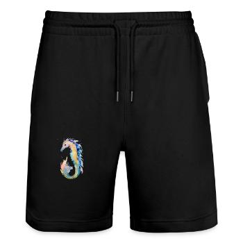 Seepferdchen - Stanley/Stella Unisex Bio Joggingshorts Trainer  - Schwarz - Vorne - Nik (191cm) & Marisol (170cm)