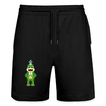 Frog Birthday Cake - Stanley/Stella Trainer Unisex Organic Jogging Shorts - black - Front - Nik (191cm) & Marisol (170cm)
