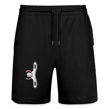 A key on the back - Stanley/Stella Trainer Unisex Organic Jogging Shorts - black - Front - Nik (191cm) & Marisol (170cm)