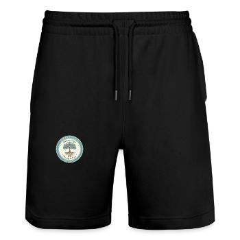 🌱Rooted in Faith Growing in Grace - Stanley/Stella Trainer Unisex Organic Jogging Shorts - black - Front - Nik (191cm) & Marisol (170cm)
