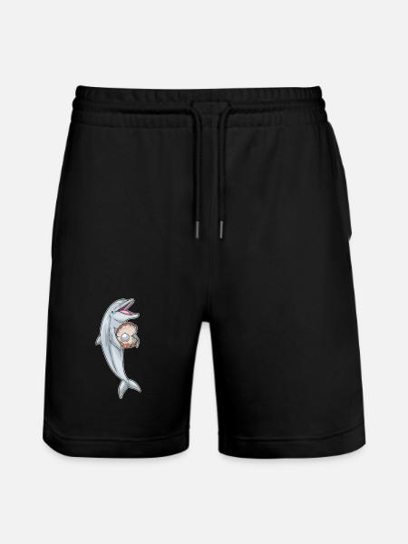 Dolphin Pearl - Stanley/Stella Trainer Unisex Organic Jogging Shorts - black