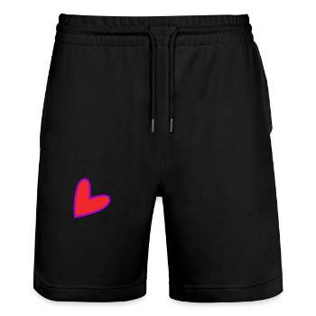 WEIHNACHTEN. FROHE WEIHNACHTEN. FROHE WEIHNACHTEN. WEIHNACHTSMANN - Stanley/Stella Unisex Bio Joggingshorts Trainer  - Schwarz - Vorne - Nik (191cm) & Marisol (170cm)