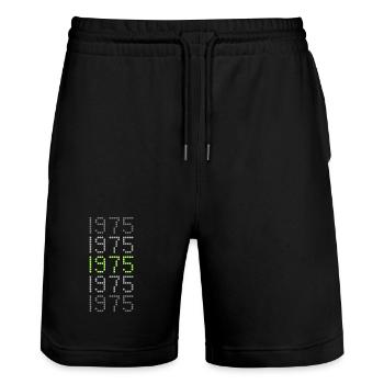 Style 1975 - Stanley/Stella Trainer Unisex Organic Jogging Shorts - black - Front - Nik (191cm) & Marisol (170cm)