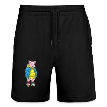 Schwein Inline skating Inline skates Sport - Stanley/Stella Unisex Bio Joggingshorts Trainer  - Schwarz - Vorne - Nik (191cm) & Marisol (170cm)