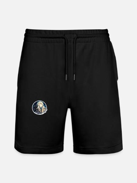 Triad Wolf in the Moonlight - Stanley/Stella Trainer Unisex Organic Jogging Shorts - black