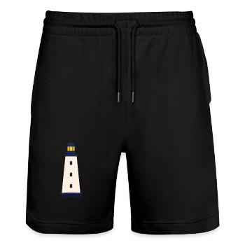 Lighthouse Line Icon Coastal Beacon Vector Symbol  - Stanley/Stella Trainer Unisex Organic Jogging Shorts - black - Front - Nik (191cm) & Marisol (170cm)