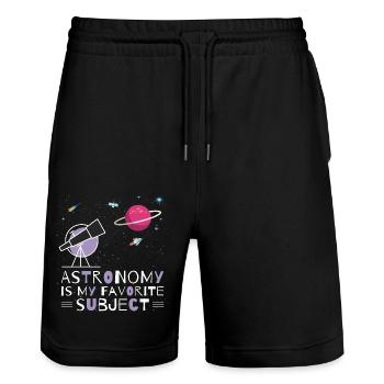 Astronomy is my favorite subject, Space telescope - Stanley/Stella Trainer Unisex Organic Jogging Shorts - black - Front - Nik (191cm) & Marisol (170cm)