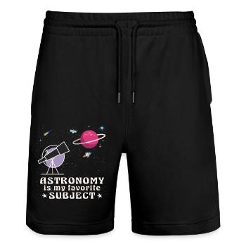 Astronomy is my favorite subject, Space telescope - Stanley/Stella Trainer Unisex Organic Jogging Shorts - black - Front - Nik (191cm) & Marisol (170cm)