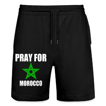 Pray for morocco maroc - Short de jogging bio TRAINER Stanley/Stella unisexe - noir - Devant - Nik (191cm) & Marisol (170cm)