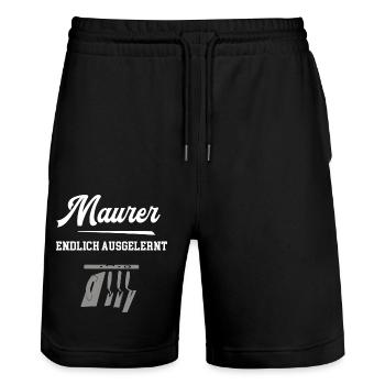 Maurer Ausbildung Bestanden Prüfung Lehre Geselle - Stanley/Stella Unisex Bio Joggingshorts Trainer  - Schwarz - Vorne - Nik (191cm) & Marisol (170cm)