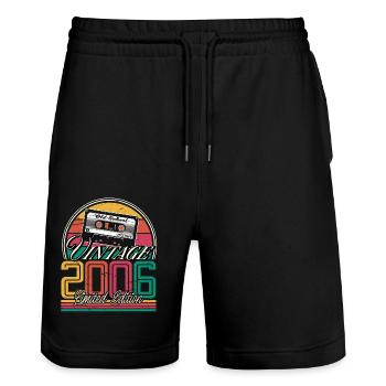 2006 year of birth 18th birthday - Stanley/Stella Trainer Unisex Organic Jogging Shorts - black - Front - Nik (191cm) & Marisol (170cm)