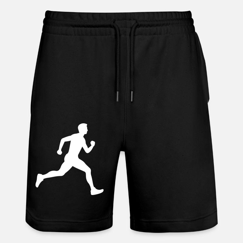 Running Marathon Mann Silhouette - Stanley/Stella Unisex Bio Joggingshorts Trainer  - Schwarz