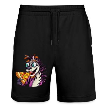 Zebra Pizzaliebhaber Genuss - Stanley/Stella Unisex Bio Joggingshorts Trainer  - Schwarz - Vorne - Nik (191cm) & Marisol (170cm)