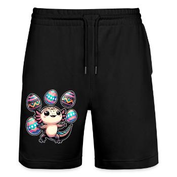 Axolotl Jongleur Ostereier - Stanley/Stella Unisex Bio Joggingshorts Trainer  - Schwarz - Vorne - Nik (191cm) & Marisol (170cm)
