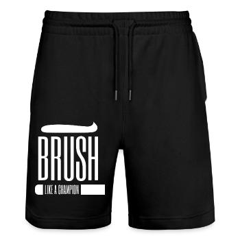 Bürsten wie ein Champion Zahnarzt Zahnzahnheilkunde Höhle - Stanley/Stella Unisex Bio Joggingshorts Trainer  - Schwarz - Vorne - Nik (191cm) & Marisol (170cm)