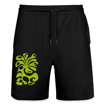 psychedelic BLOSSOM space green peacock 60s planet - Stanley/Stella Unisex Bio Joggingshorts Trainer  - Schwarz - Vorne - Nik (191cm) & Marisol (170cm)