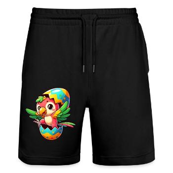 Easter Parrot Hatches from Egg - Stanley/Stella Trainer Unisex Organic Jogging Shorts - black - Front - Nik (191cm) & Marisol (170cm)