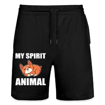 Corgi - Short de jogging bio TRAINER Stanley/Stella unisexe - noir - Devant - Nik (191cm) & Marisol (170cm)
