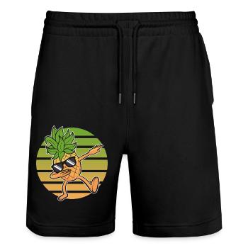 Ananas - Stanley/Stella Unisex Bio Joggingshorts Trainer  - Schwarz - Vorne - Nik (191cm) & Marisol (170cm)