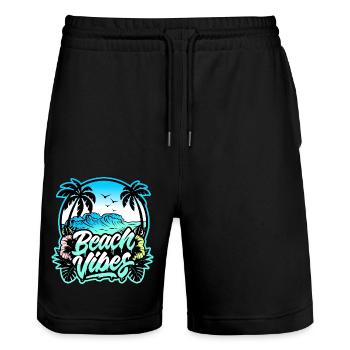 Ambiance de plage 🌊 - Short de jogging bio TRAINER Stanley/Stella unisexe - noir - Devant - Nik (191cm) & Marisol (170cm)