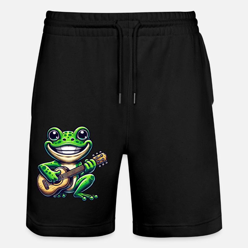 Grenouille mignonne avec guitare - Short de jogging bio TRAINER Stanley/Stella unisexe - noir