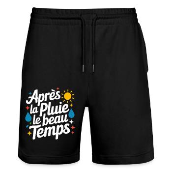 Après la pluie le beau temps - Short de jogging bio TRAINER Stanley/Stella unisexe - noir - Devant - Nik (191cm) & Marisol (170cm)