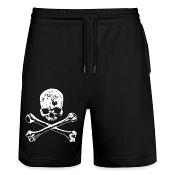 Skull und Knochen - Stanley/Stella Unisex Bio Joggingshorts Trainer  - Schwarz - Vorne - Nik (191cm) & Marisol (170cm)