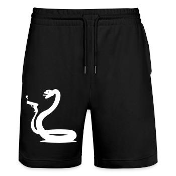 lustige Schlange - Stanley/Stella Unisex Bio Joggingshorts Trainer  - Schwarz - Vorne - Nik (191cm) & Marisol (170cm)