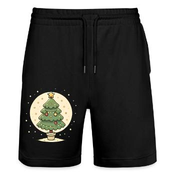 Glauben Sie an magisches Weihnachtsbaum-Design - Stanley/Stella Unisex Bio Joggingshorts Trainer  - Schwarz - Vorne - Nik (191cm) & Marisol (170cm)