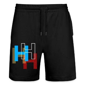H Letter - Stanley/Stella Trainer Unisex Organic Jogging Shorts - black - Front - Nik (191cm) & Marisol (170cm)