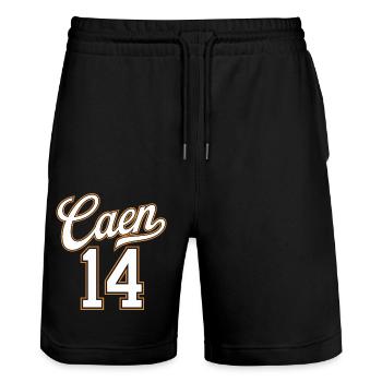 Caen 14 - Short de jogging bio TRAINER Stanley/Stella unisexe - noir - Devant - Nik (191cm) & Marisol (170cm)