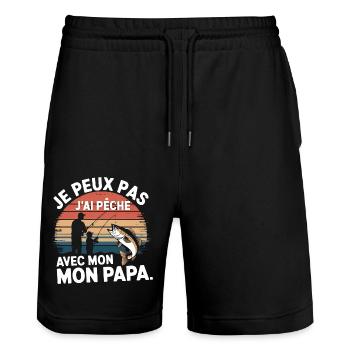 I can't I fished with my daddy - Stanley/Stella Trainer Unisex Organic Jogging Shorts - black - Front - Nik (191cm) & Marisol (170cm)