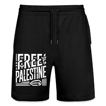 Free palestine - Short de jogging bio TRAINER Stanley/Stella unisexe - noir - Devant - Nik (191cm) & Marisol (170cm)
