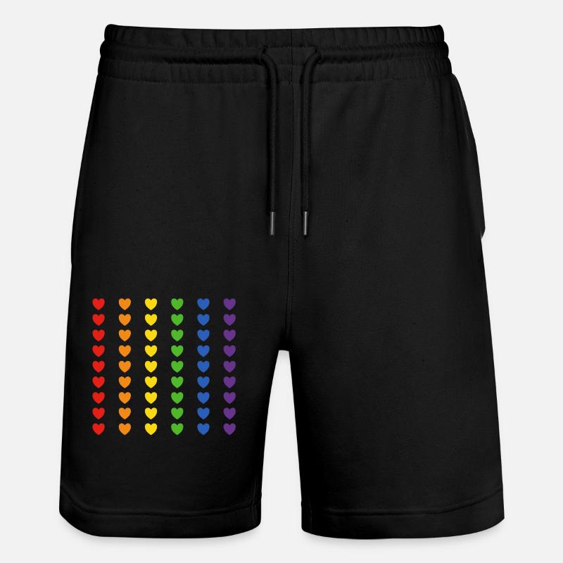 Drapeau arc-en-ciel coeurs - Short de jogging bio TRAINER Stanley/Stella unisexe - noir