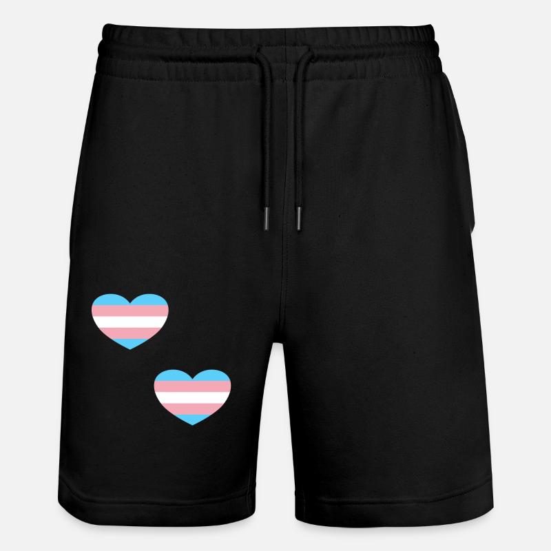 Trans Flagge Herzen - Stanley/Stella Unisex Bio Joggingshorts Trainer  - Schwarz