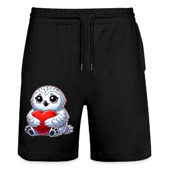 Herzige Schneeeule verliebt Valentinstag - Stanley/Stella Unisex Bio Joggingshorts Trainer  - Schwarz - Vorne - Nik (191cm) & Marisol (170cm)