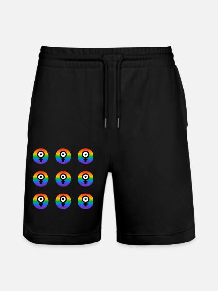 Feminist Icons - Rainbow Flag - Stanley/Stella Trainer Unisex Organic Jogging Shorts - black
