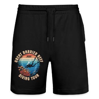 DivingTour Great Barrier Reef 2025 - Stanley/Stella Unisex Bio Joggingshorts Trainer  - Schwarz - Vorne - Nik (191cm) & Marisol (170cm)