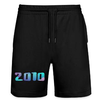 Geburtstagsgeschenk 2010 Jahrgang 2010 Retro 2010 - Stanley/Stella Unisex Bio Joggingshorts Trainer  - Schwarz - Vorne - Nik (191cm) & Marisol (170cm)