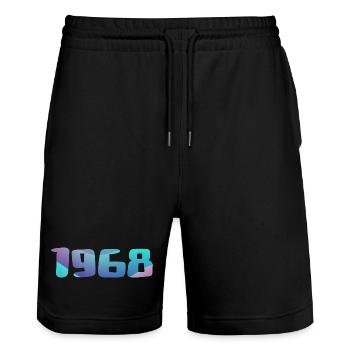 1968 Geburtstagsgeschenk Vintage 1968 Retro 1968 - Stanley/Stella Unisex Bio Joggingshorts Trainer  - Schwarz - Vorne - Nik (191cm) & Marisol (170cm)