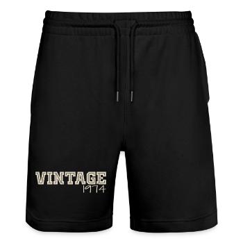 Vintage 1974 Original 1974 Retro 1974 Gift 1974 - Stanley/Stella Trainer Unisex Organic Jogging Shorts - black - Front - Nik (191cm) & Marisol (170cm)