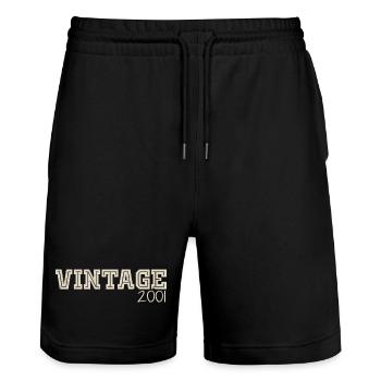 Vintage 2001 Original 2001 Retro 2001 Gift 2001 - Stanley/Stella Trainer Unisex Organic Jogging Shorts - black - Front - Nik (191cm) & Marisol (170cm)