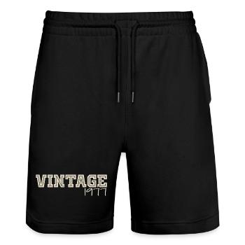 Vintage 1977 Original 1977 Retro 1977 Gift 1977 - Stanley/Stella Trainer Unisex Organic Jogging Shorts - black - Front - Nik (191cm) & Marisol (170cm)