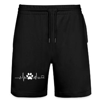 Funny Heartbeat Dogs and Cats Lovers Men Women - Short de jogging bio TRAINER Stanley/Stella unisexe - noir - Devant - Nik (191cm) & Marisol (170cm)
