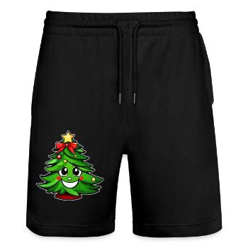 Niedlicher Weihnachtsbaum mit Stern - Stanley/Stella Unisex Bio Joggingshorts Trainer  - Schwarz - Vorne - Nik (191cm) & Marisol (170cm)